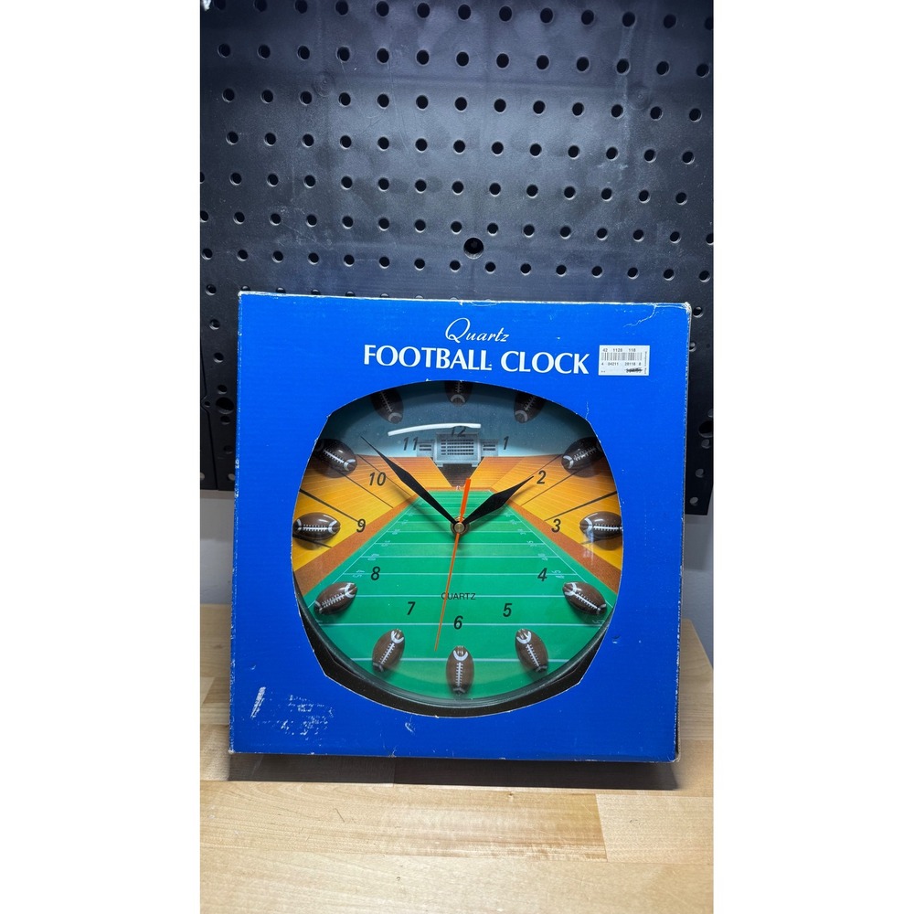 Vintage Quartz Football Wall Clock Montgomery Ward Sports Stadium Decor New Box